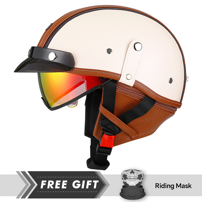 Motorcycle Gear In Store - New Arrivals Leather Retro Half Face
